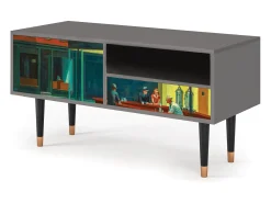Mueble de TV - 115х59х48 cm - T3 - Nighthawks by Hopper, Cinza^ Móvel De Tv