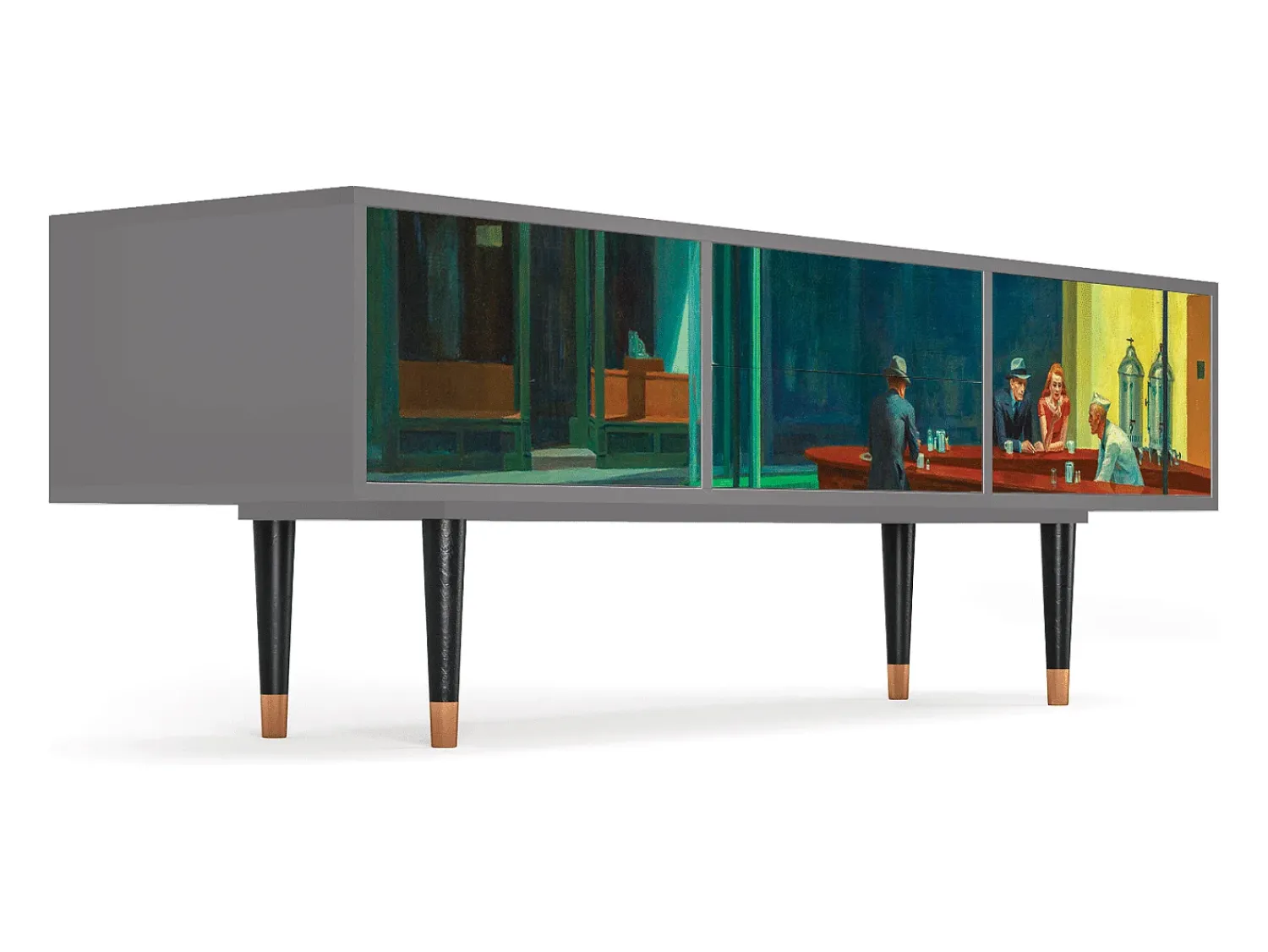 Móvel De Tv| Mueble de TV - 170х59х48 cm - T4 - Nighthawks by Hopper, Cinza Cinzento
