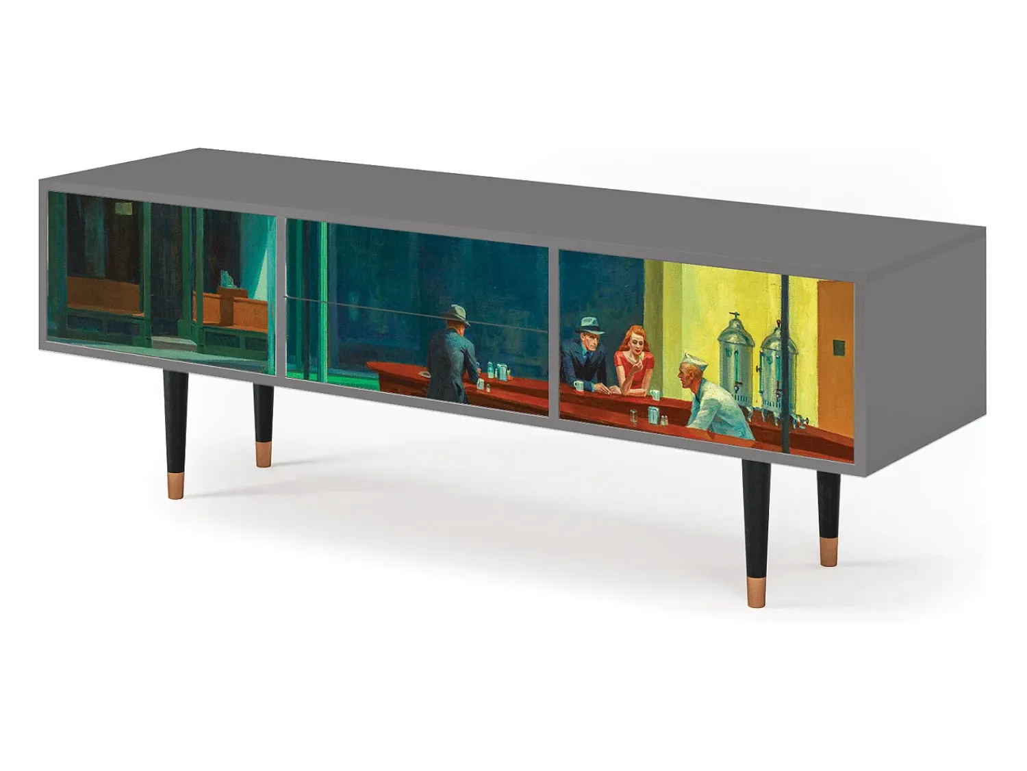 Móvel De Tv| Mueble de TV - 170х59х48 cm - T4 - Nighthawks by Hopper, Cinza Cinzento
