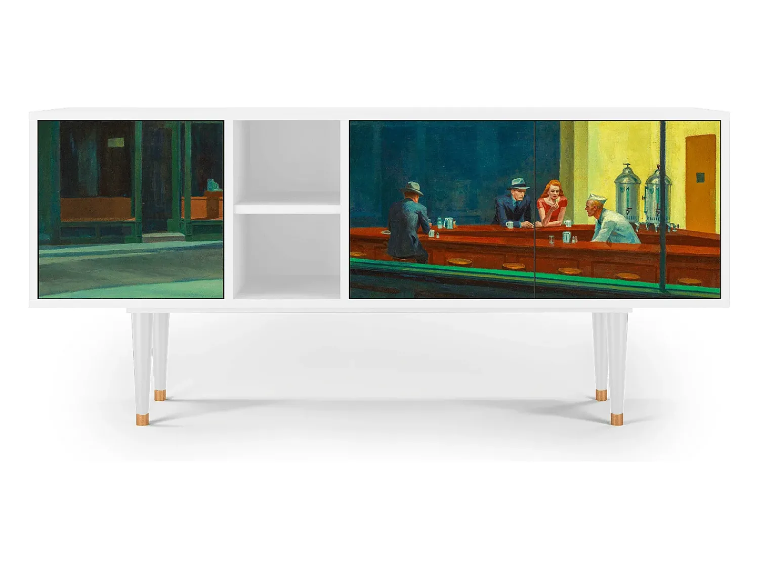 Clearance Mueble de TV - 150х69х41 cm - T5 - Nighthawks by Hopper, Branco Bege