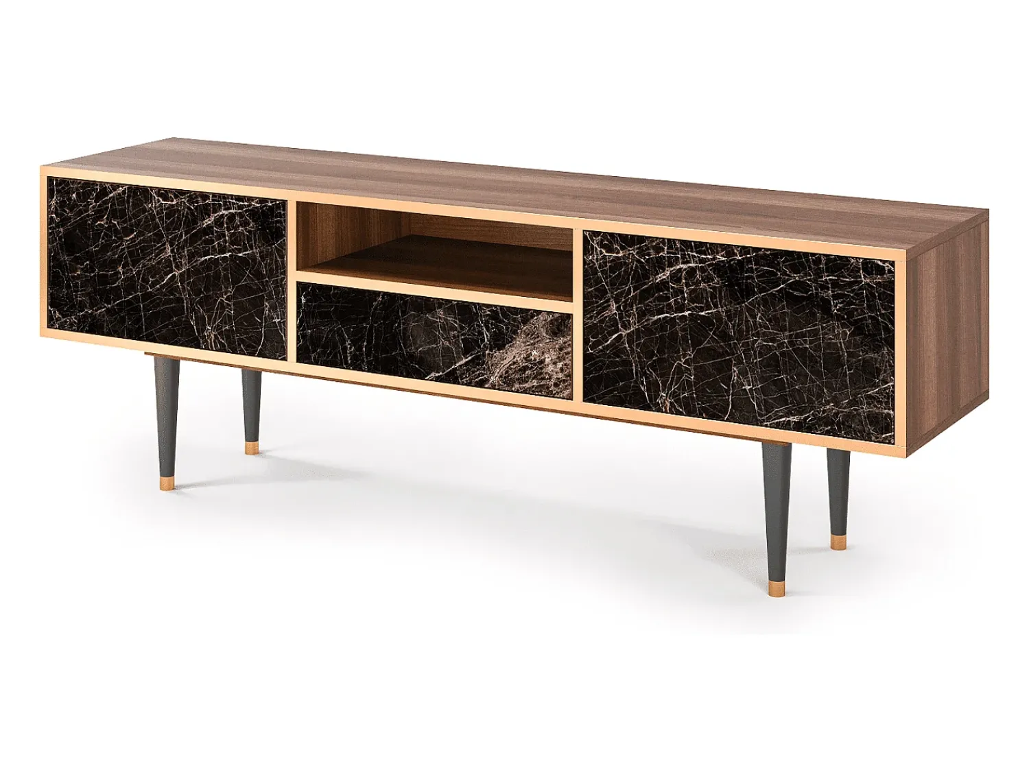 Móvel De Tv* Mueble de TV - 170х59х41 cm - T6 - Night Abyss, Nogueira Castanho