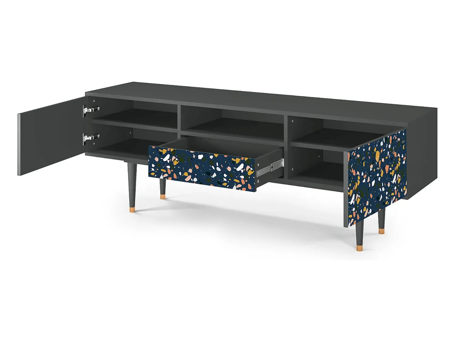 Móvel De Tv| Mueble de TV - 170х59х41 cm - T6 - Night Sky Langhterns, Antracite Cinza antracite
