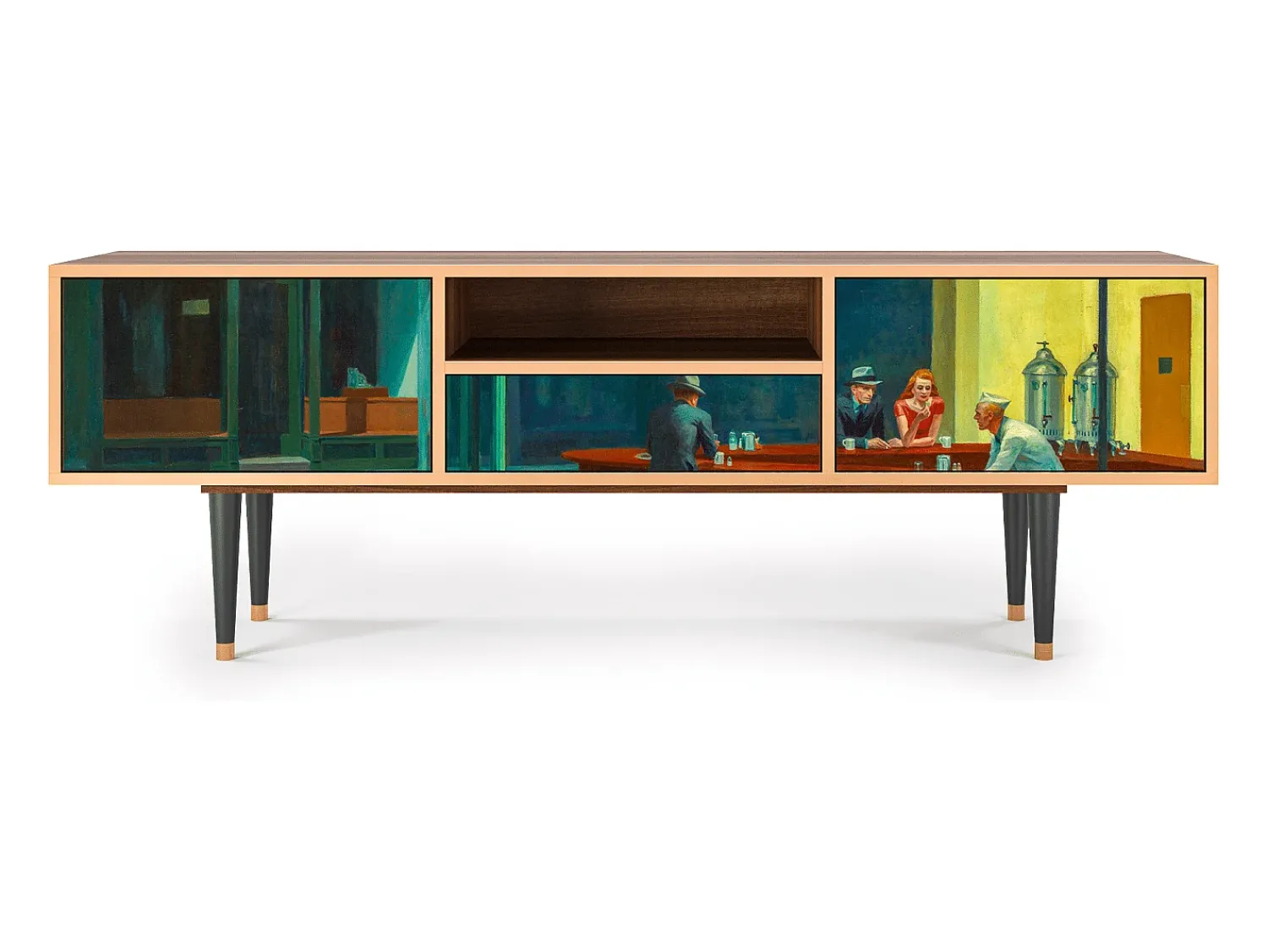 Móvel De Tv| Mueble de TV - 170х59х41 cm - T6 - Nighthawks by Hopper, Nogueira Castanho