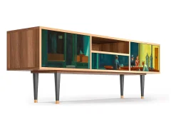 Móvel De Tv| Mueble de TV - 170х59х41 cm - T6 - Nighthawks by Hopper, Nogueira Castanho