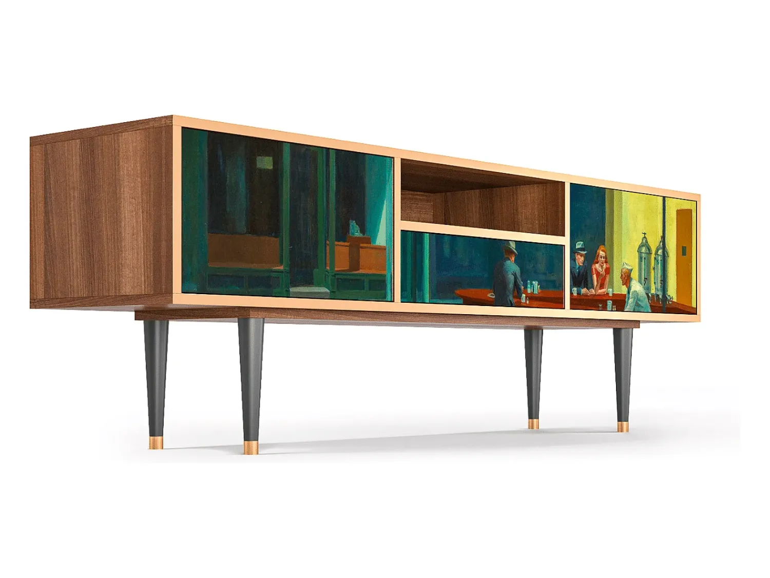 Móvel De Tv| Mueble de TV - 170х59х41 cm - T6 - Nighthawks by Hopper, Nogueira Castanho