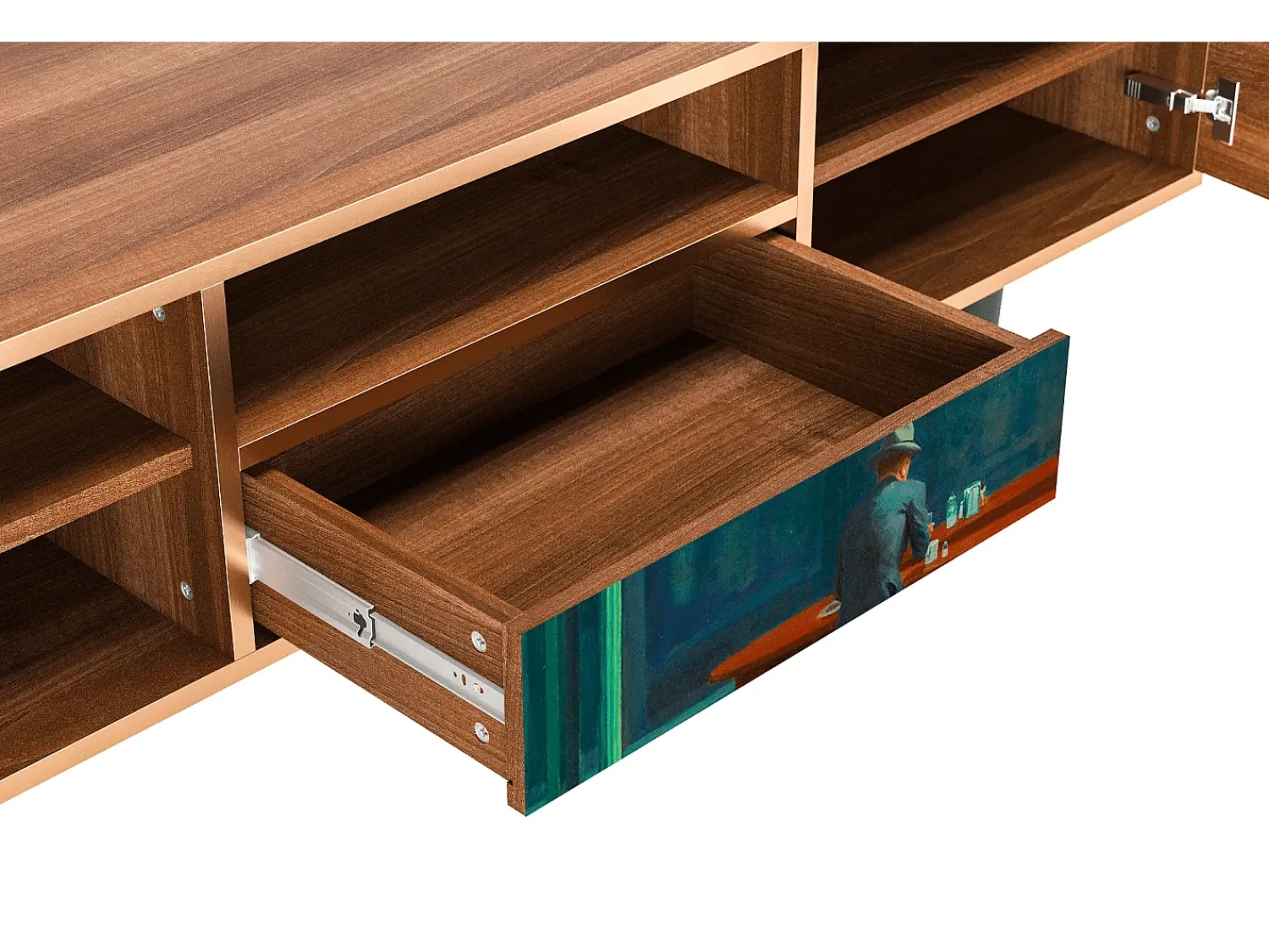 Móvel De Tv| Mueble de TV - 170х59х41 cm - T6 - Nighthawks by Hopper, Nogueira Castanho