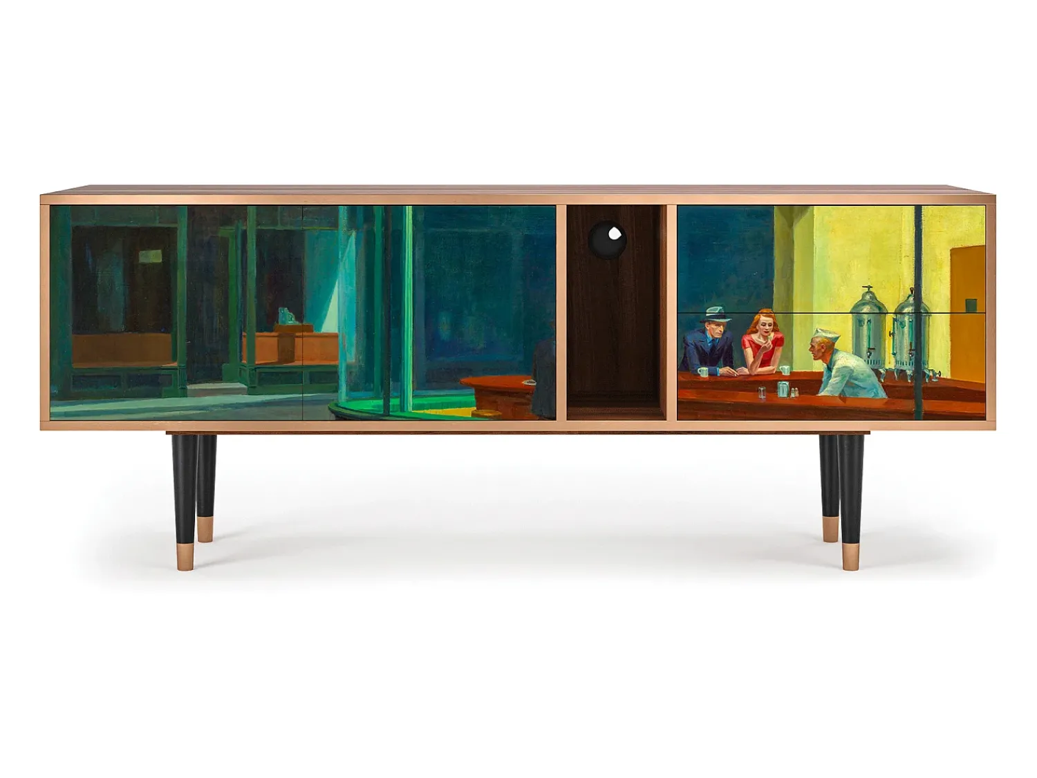 Móvel De Tv* Mueble de TV - 170х69х48 cm - T1 - Nighthawks by Hopper, Nogueira Castanho