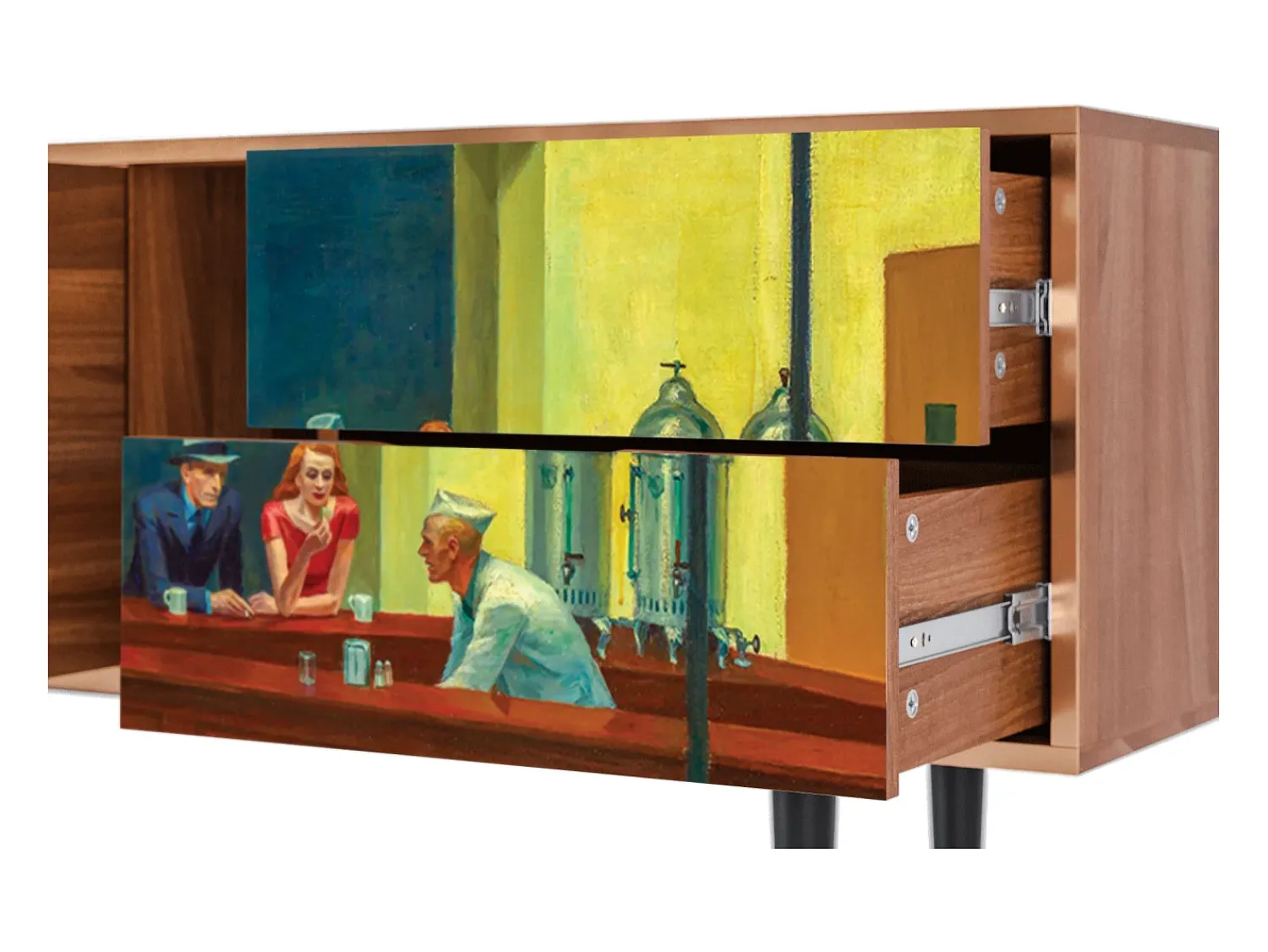 Móvel De Tv* Mueble de TV - 170х69х48 cm - T1 - Nighthawks by Hopper, Nogueira Castanho