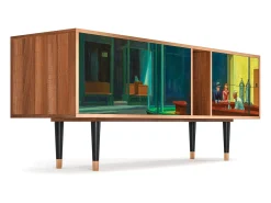 Móvel De Tv* Mueble de TV - 170х69х48 cm - T1 - Nighthawks by Hopper, Nogueira Castanho