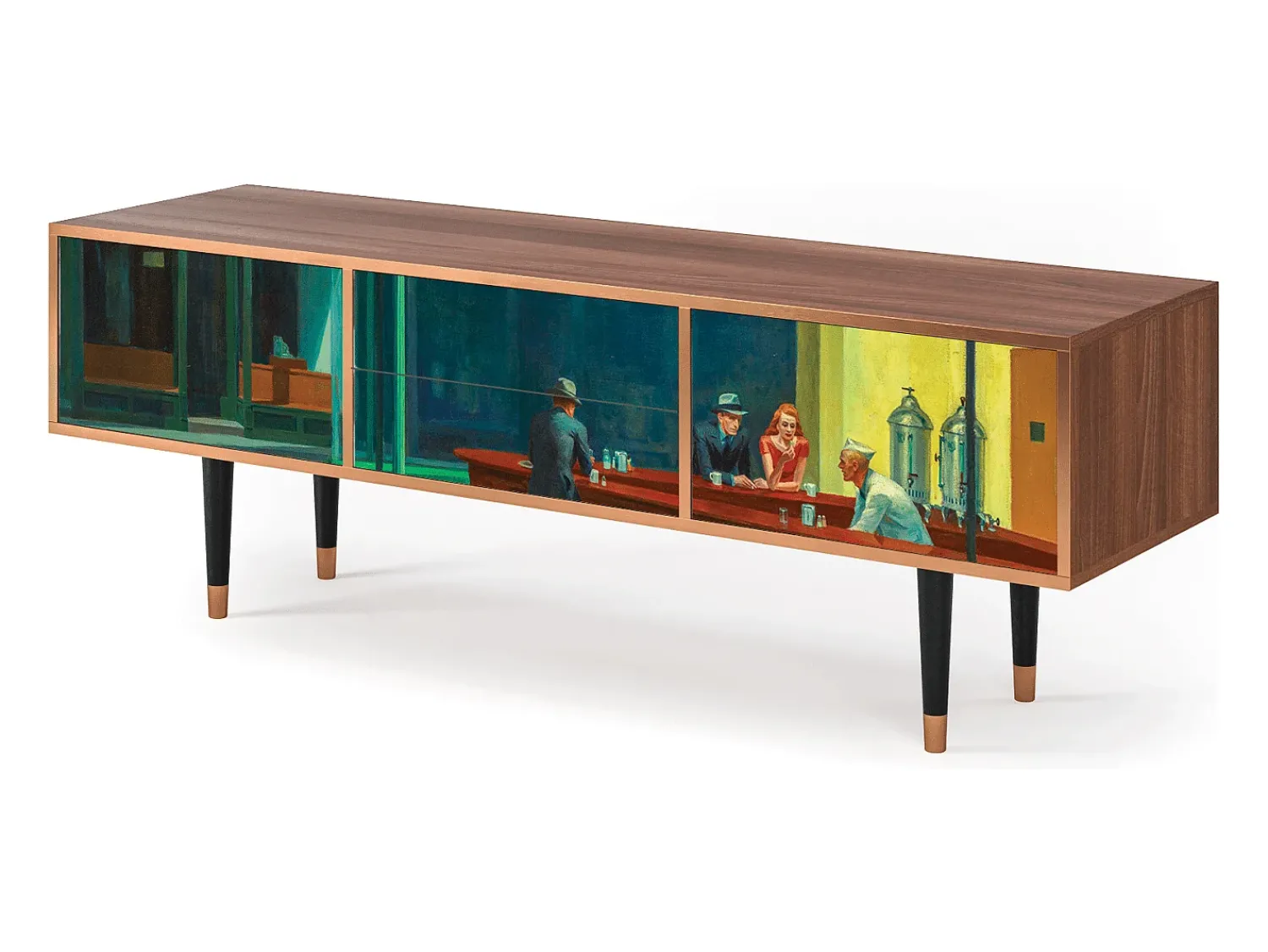 Móvel De Tv* Mueble de TV - 170х59х48 cm - T4 - Nighthawks by Hopper, Nogueira Castanho