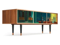 Móvel De Tv* Mueble de TV - 170х59х48 cm - T4 - Nighthawks by Hopper, Nogueira Castanho