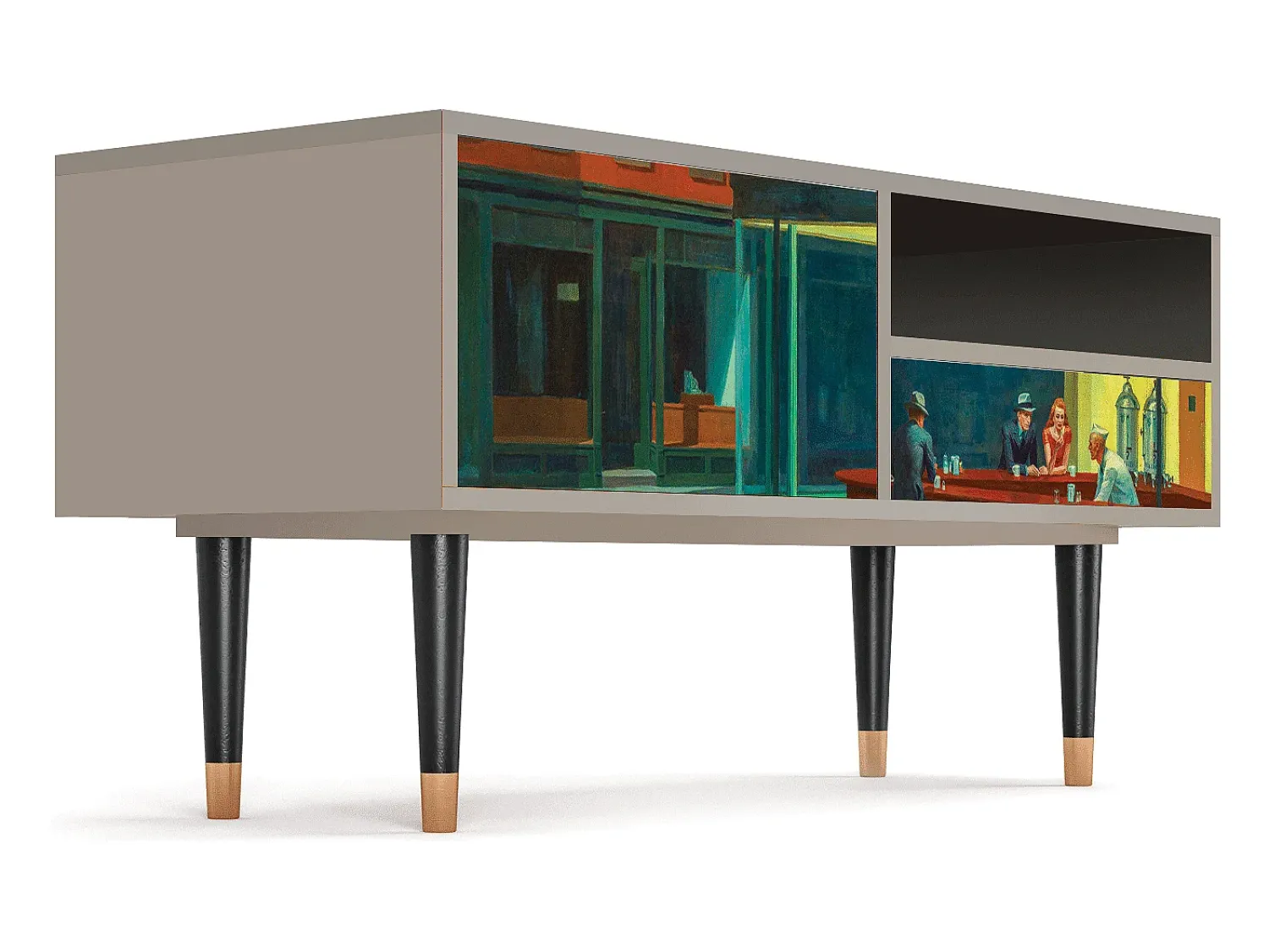 Móvel De Tv* Mueble de TV - 115х59х48 cm - T3 - Nighthawks by Hopper, Areia Bege