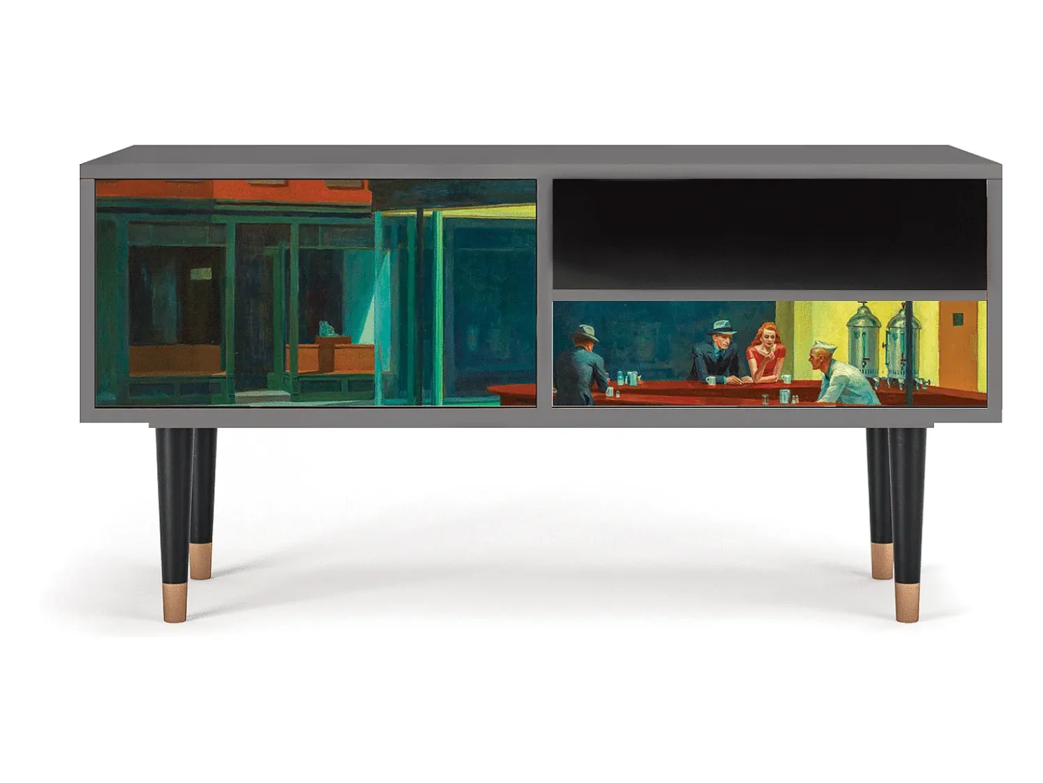 Móvel De Tv* Mueble de TV - 115х59х48 cm - T3 - Nighthawks by Hopper, Areia Bege