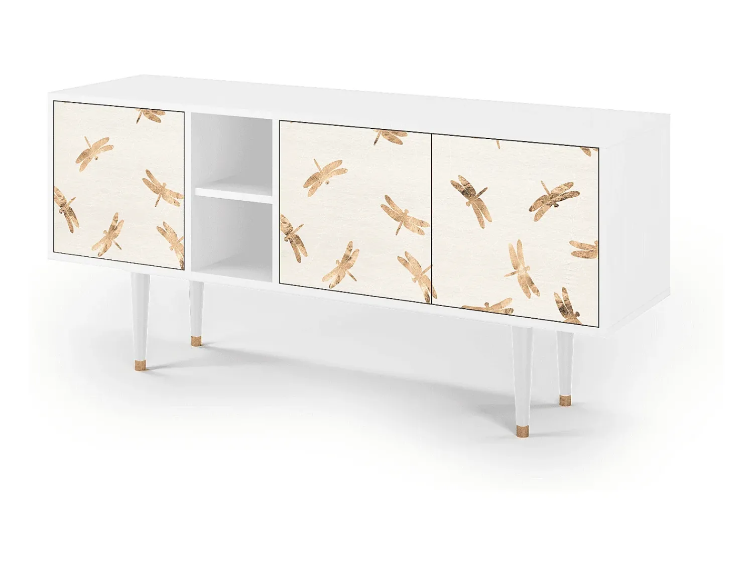 Móvel De Tv| Mueble de TV - 150х69х41 cm - T5 - Nude Dragonflies, Branco Bege