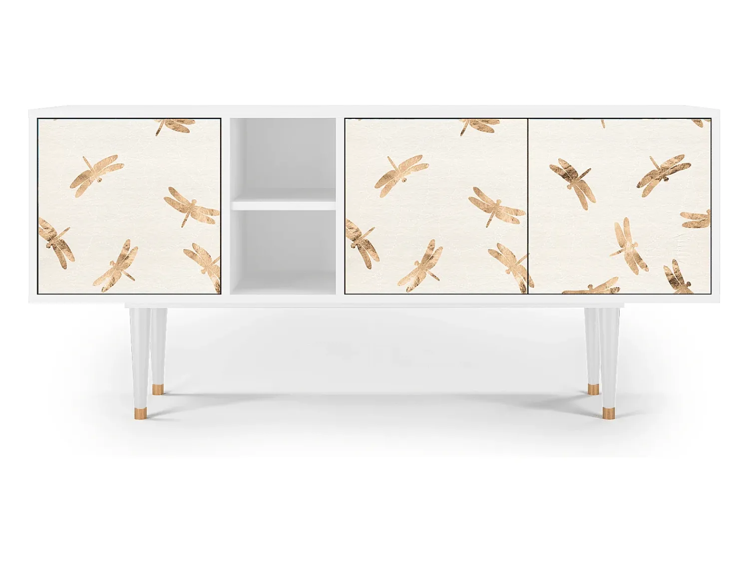 Móvel De Tv| Mueble de TV - 150х69х41 cm - T5 - Nude Dragonflies, Branco Bege