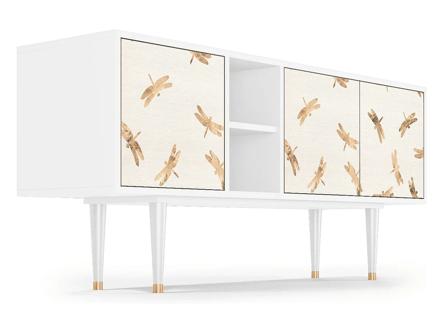 Móvel De Tv| Mueble de TV - 150х69х41 cm - T5 - Nude Dragonflies, Branco Bege