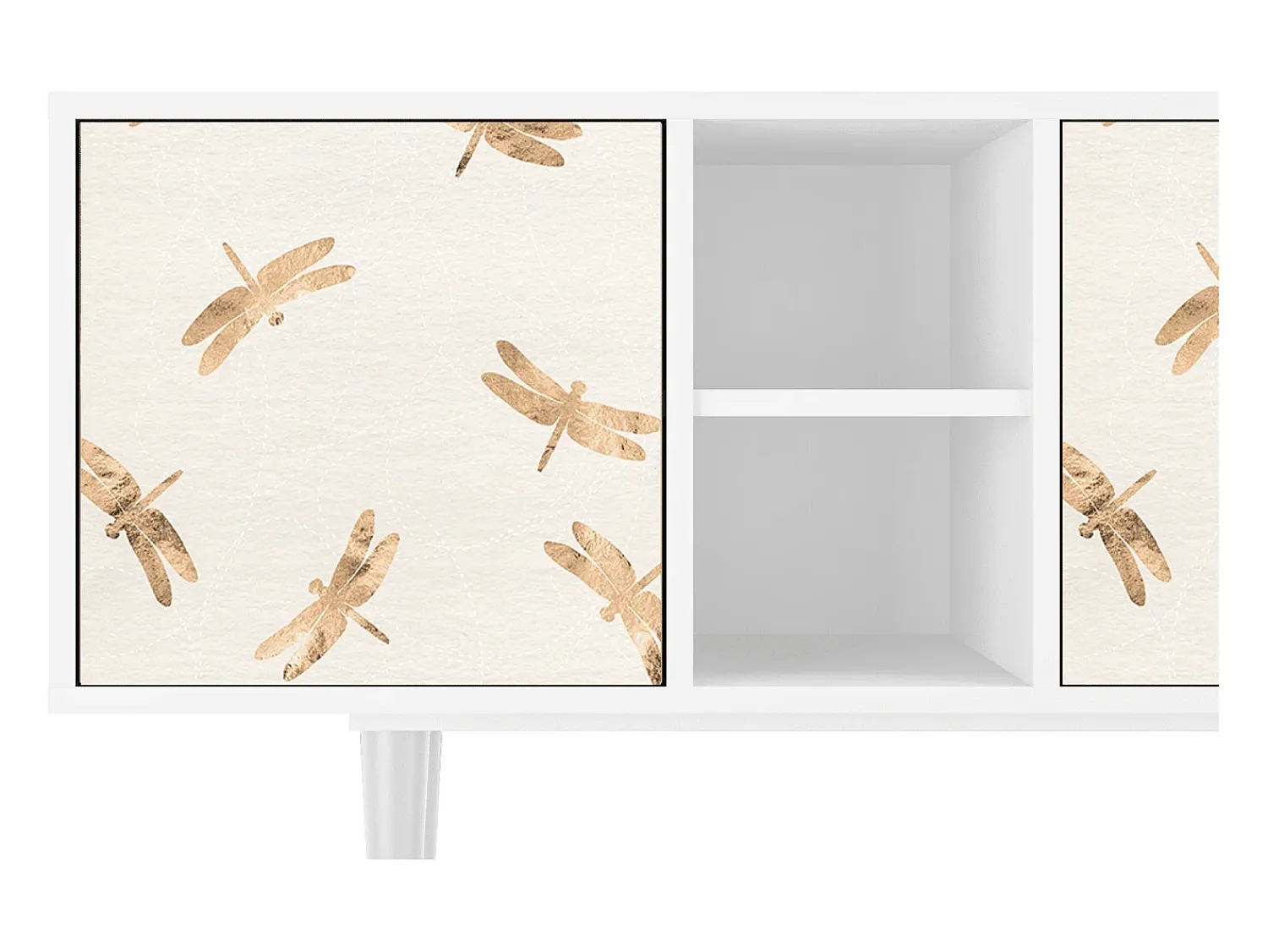 Móvel De Tv| Mueble de TV - 150х69х41 cm - T5 - Nude Dragonflies, Branco Bege