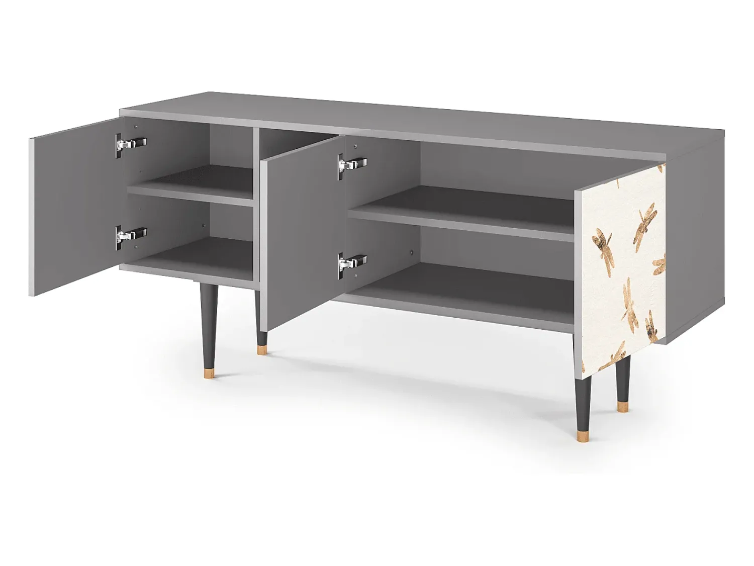 Mueble de TV - 150х69х41 cm - T5 - Nude Dragonflies, Cinza^ Móvel De Tv