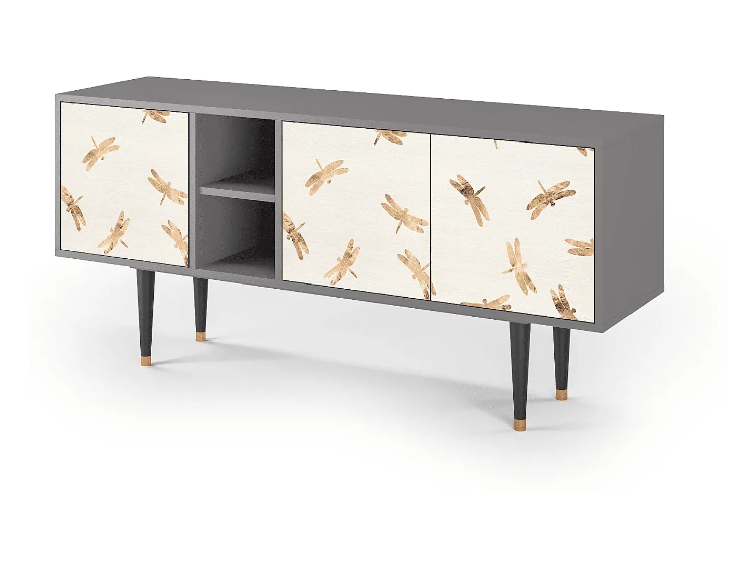 Mueble de TV - 150х69х41 cm - T5 - Nude Dragonflies, Cinza^ Móvel De Tv