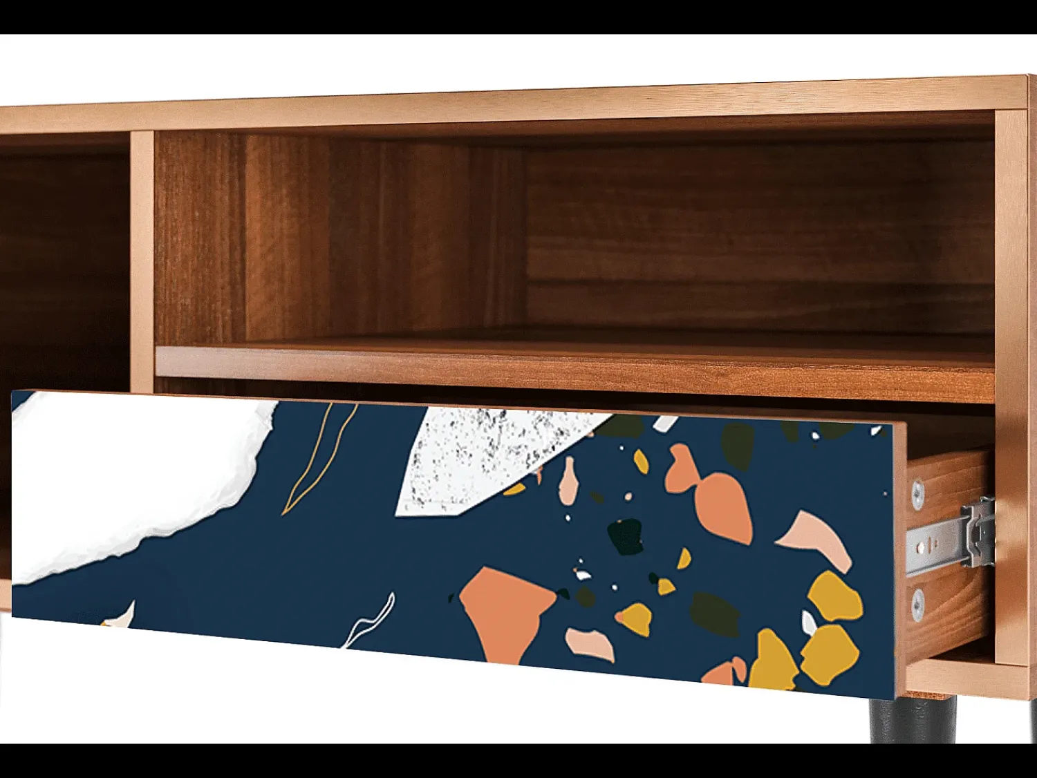 Online Mueble de TV - 115х59х48 cm - T3 - Nude Iceberg, Nogueira Castanho