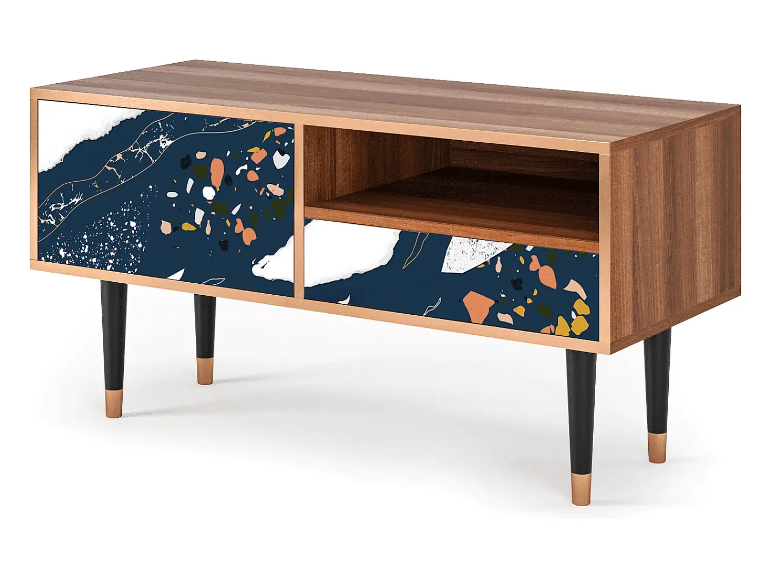 Online Mueble de TV - 115х59х48 cm - T3 - Nude Iceberg, Nogueira Castanho