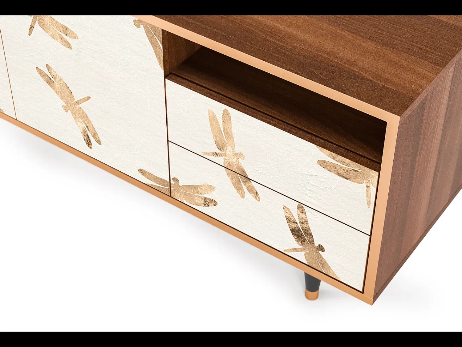 Sale Mueble de TV - 125х56х41 cm - T7 - Nude Dragonflies, Nogueira Castanho
