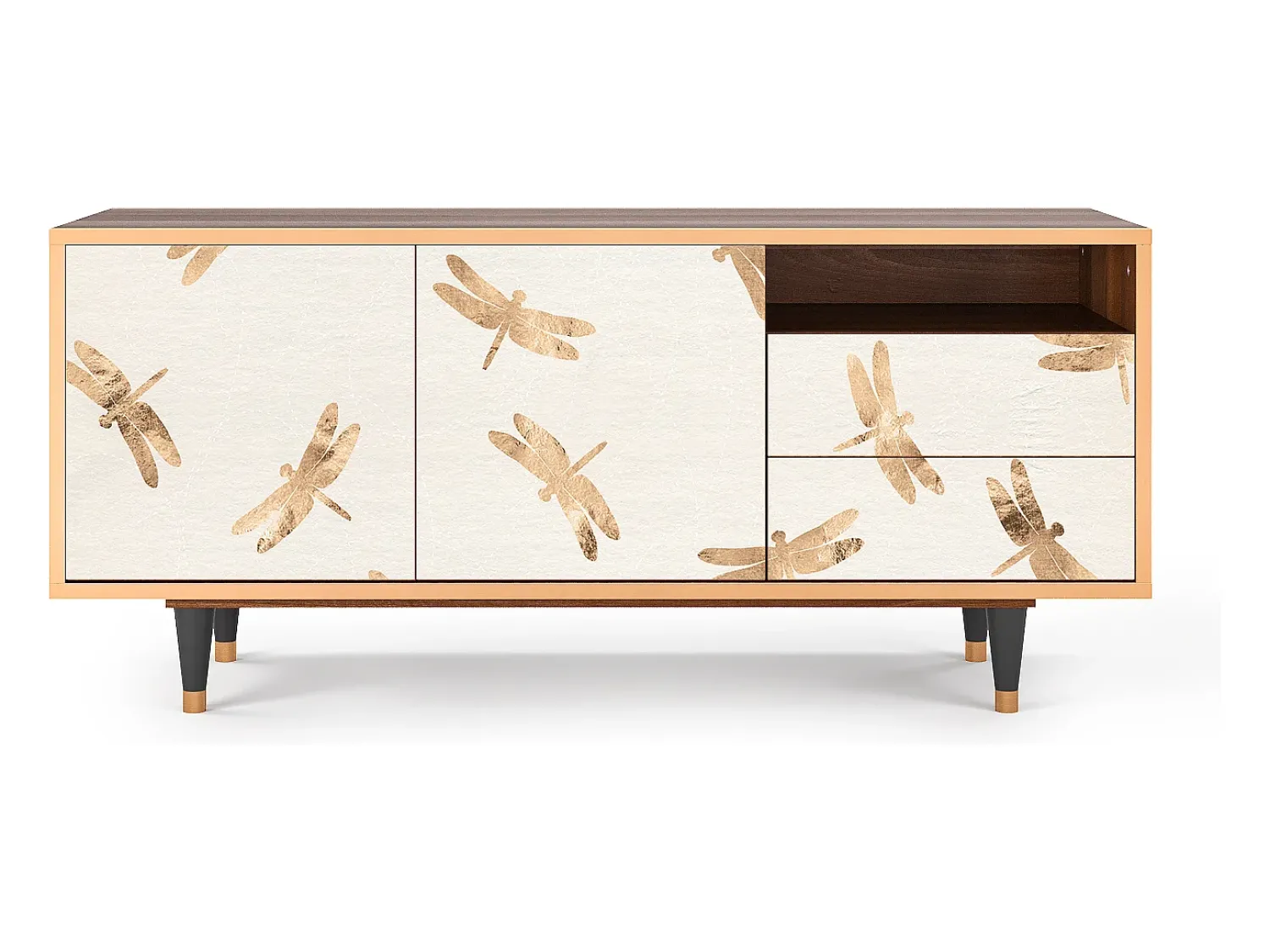 Sale Mueble de TV - 125х56х41 cm - T7 - Nude Dragonflies, Nogueira Castanho