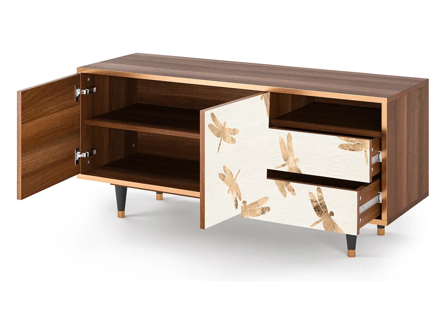 Sale Mueble de TV - 125х56х41 cm - T7 - Nude Dragonflies, Nogueira Castanho