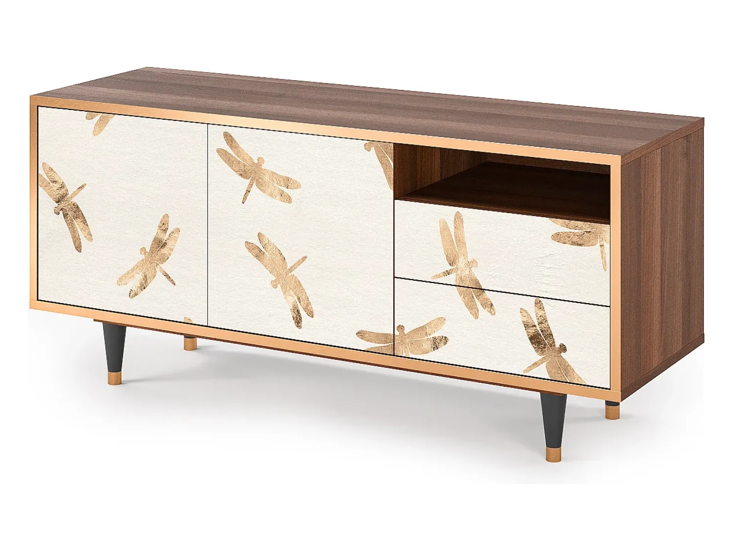 Sale Mueble de TV - 125х56х41 cm - T7 - Nude Dragonflies, Nogueira Castanho