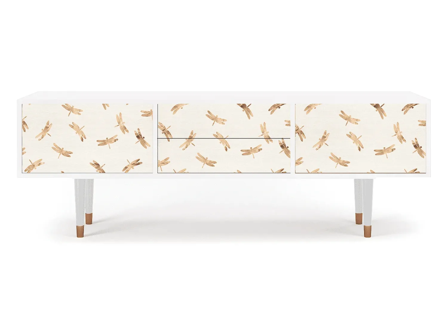 Móvel De Tv* Mueble de TV - 170х59х48 cm - T4 - Nude Dragonflies, Branco Bege