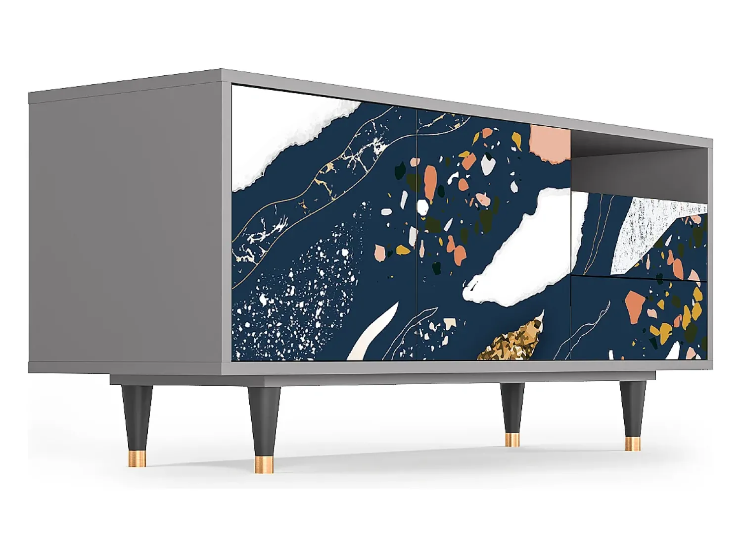 Online Mueble de TV - 125х56х41 cm - T7 - Nude Iceberg, Cinza Cinzento