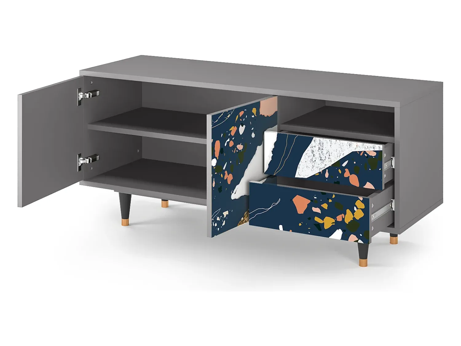 Online Mueble de TV - 125х56х41 cm - T7 - Nude Iceberg, Cinza Cinzento