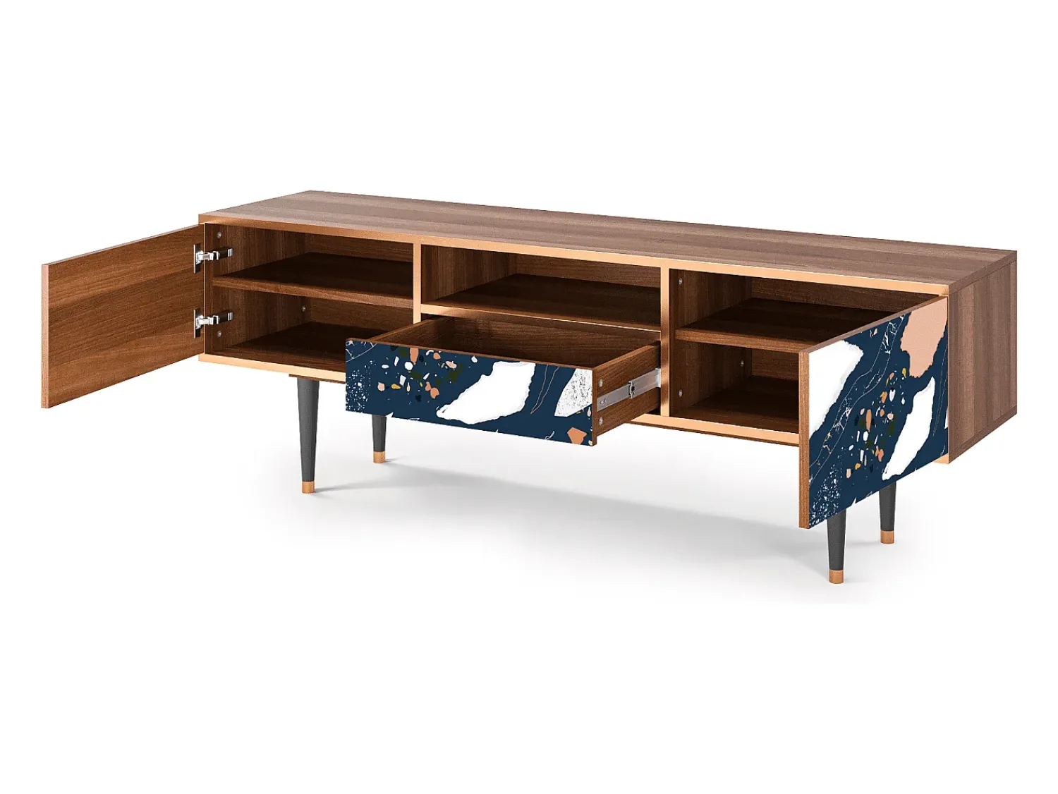 Móvel De Tv| Mueble de TV - 170х59х41 cm - T6 - Nude Iceberg, Nogueira Castanho