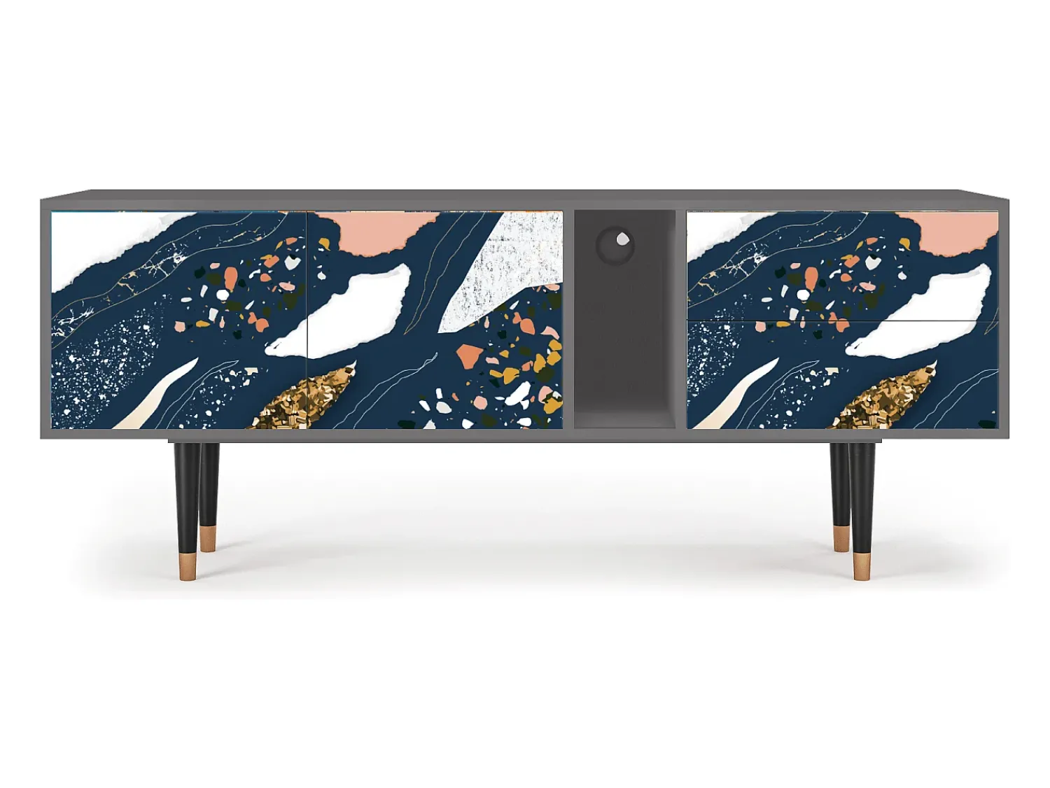Móvel De Tv| Mueble de TV - 170х69х48 cm - T1 - Nude Iceberg, Cinza Cinzento