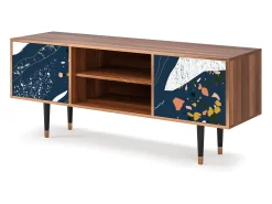 Móvel De Tv| Mueble de TV - 170х69х48 cm - T2 - Nude Iceberg, Nogueira Castanho