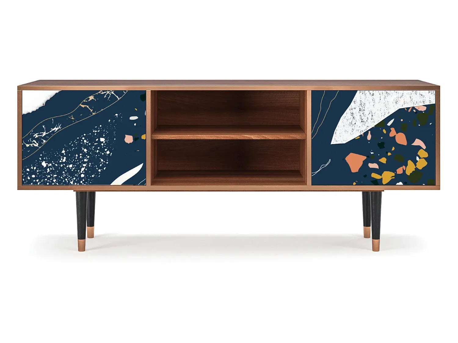 Móvel De Tv| Mueble de TV - 170х69х48 cm - T2 - Nude Iceberg, Nogueira Castanho