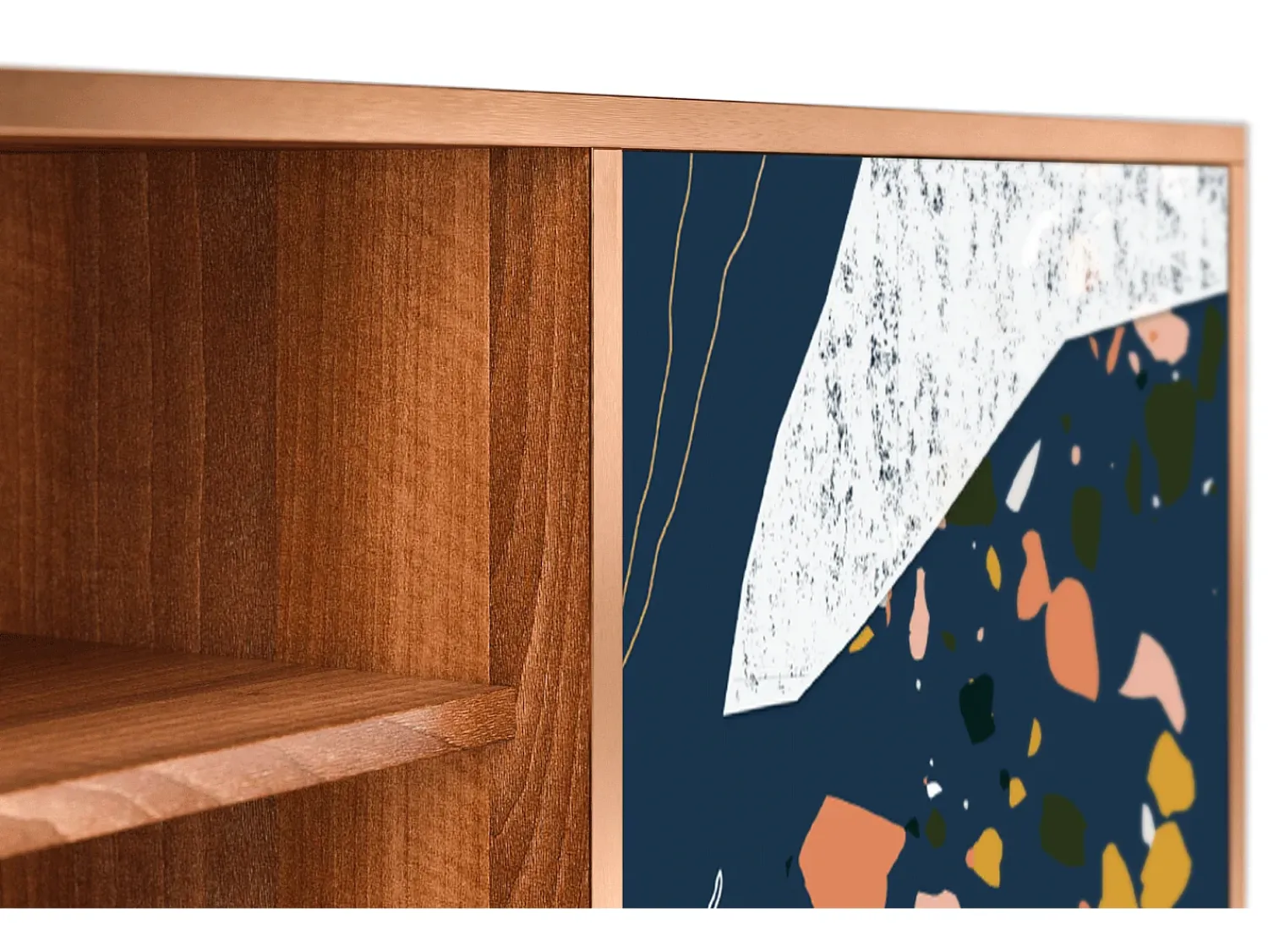 Móvel De Tv| Mueble de TV - 170х69х48 cm - T2 - Nude Iceberg, Nogueira Castanho