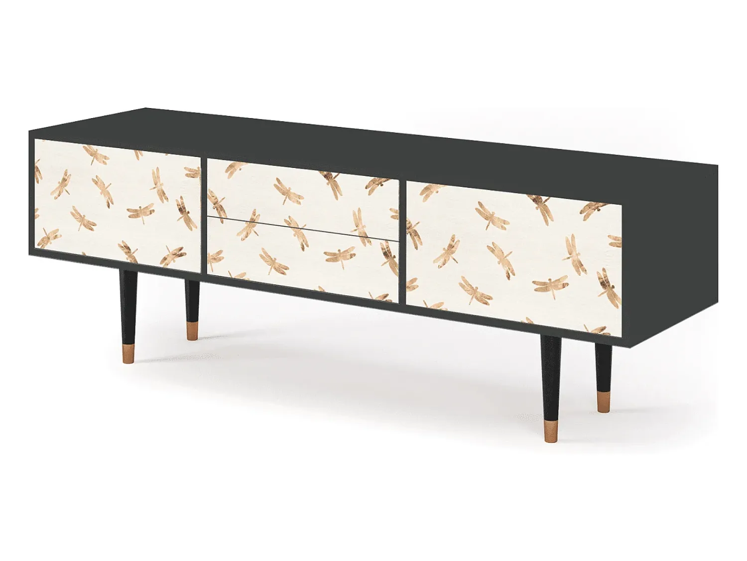 Móvel De Tv| Mueble de TV - 170х59х48 cm - T4 - Nude Dragonflies, Antracite Cinza antracite