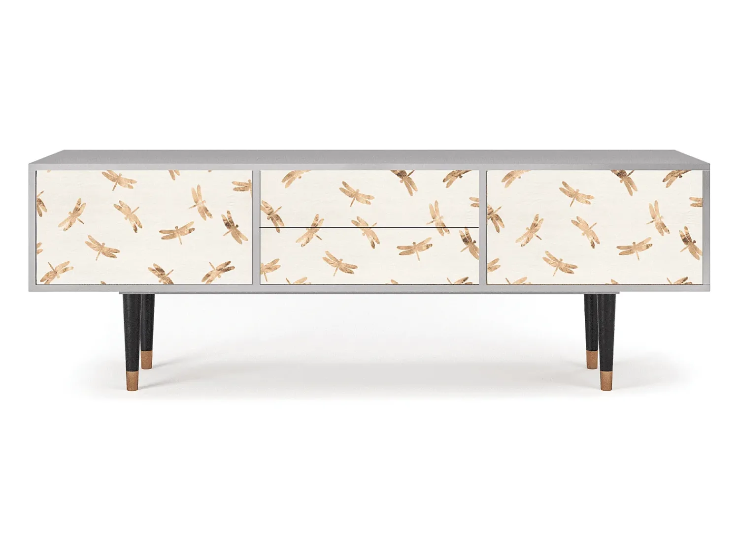 Móvel De Tv| Mueble de TV - 170х59х48 cm - T4 - Nude Dragonflies, Cinza Cinzento