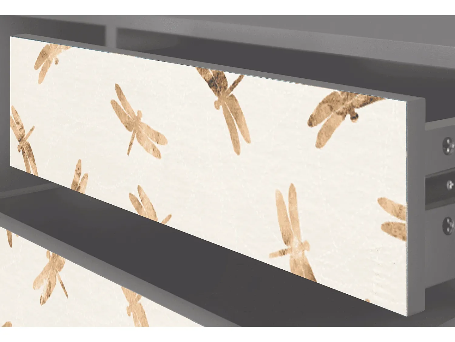 Móvel De Tv| Mueble de TV - 170х59х48 cm - T4 - Nude Dragonflies, Cinza Cinzento