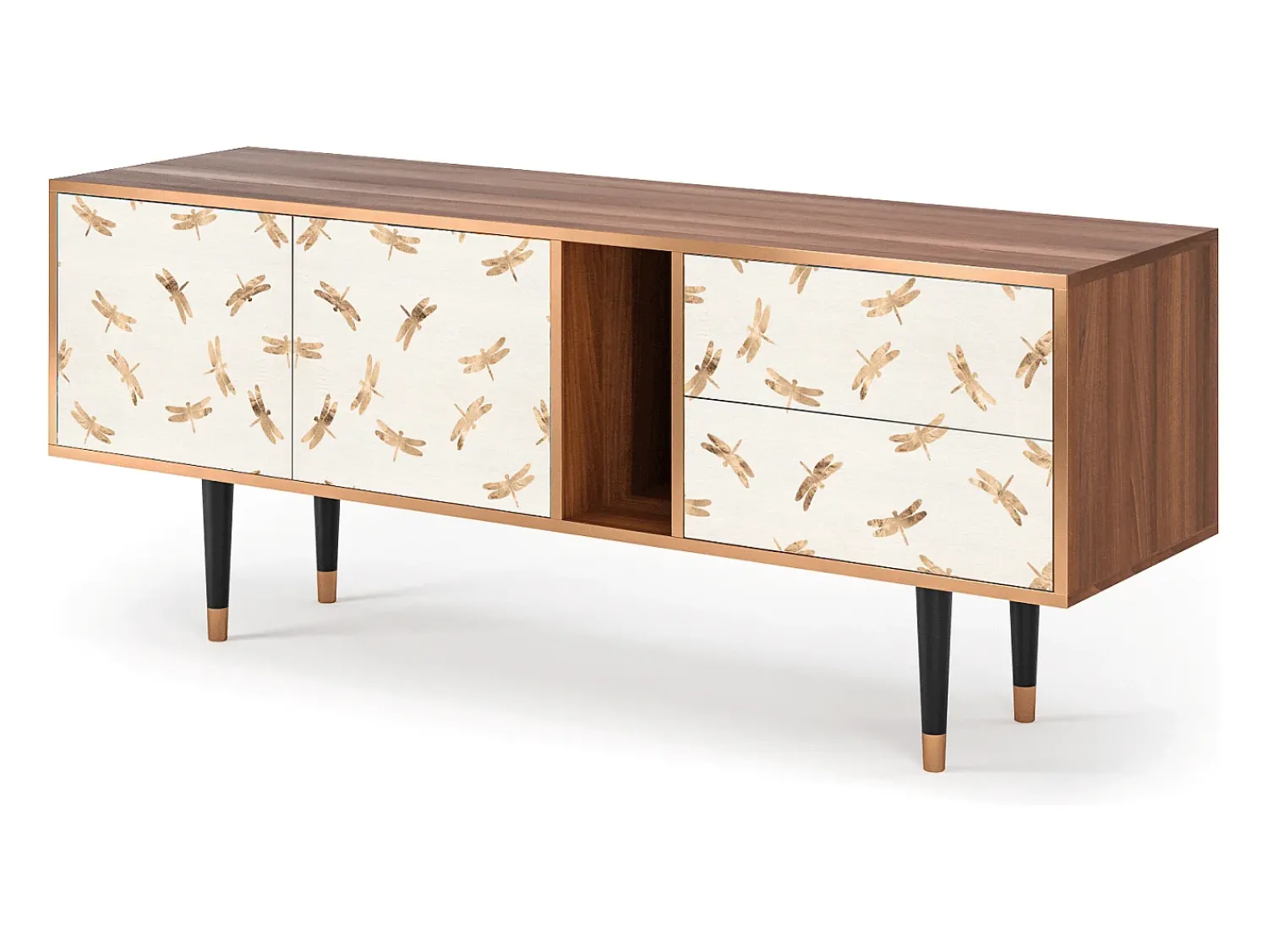 Mueble de TV - 170х69х48 cm - T1 - Nude Dragonflies, Nogueira^ Móvel De Tv