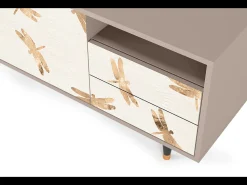 Móvel De Tv| Mueble de TV - 125х56х41 cm - T7 - Nude Dragonflies, Latte Bege