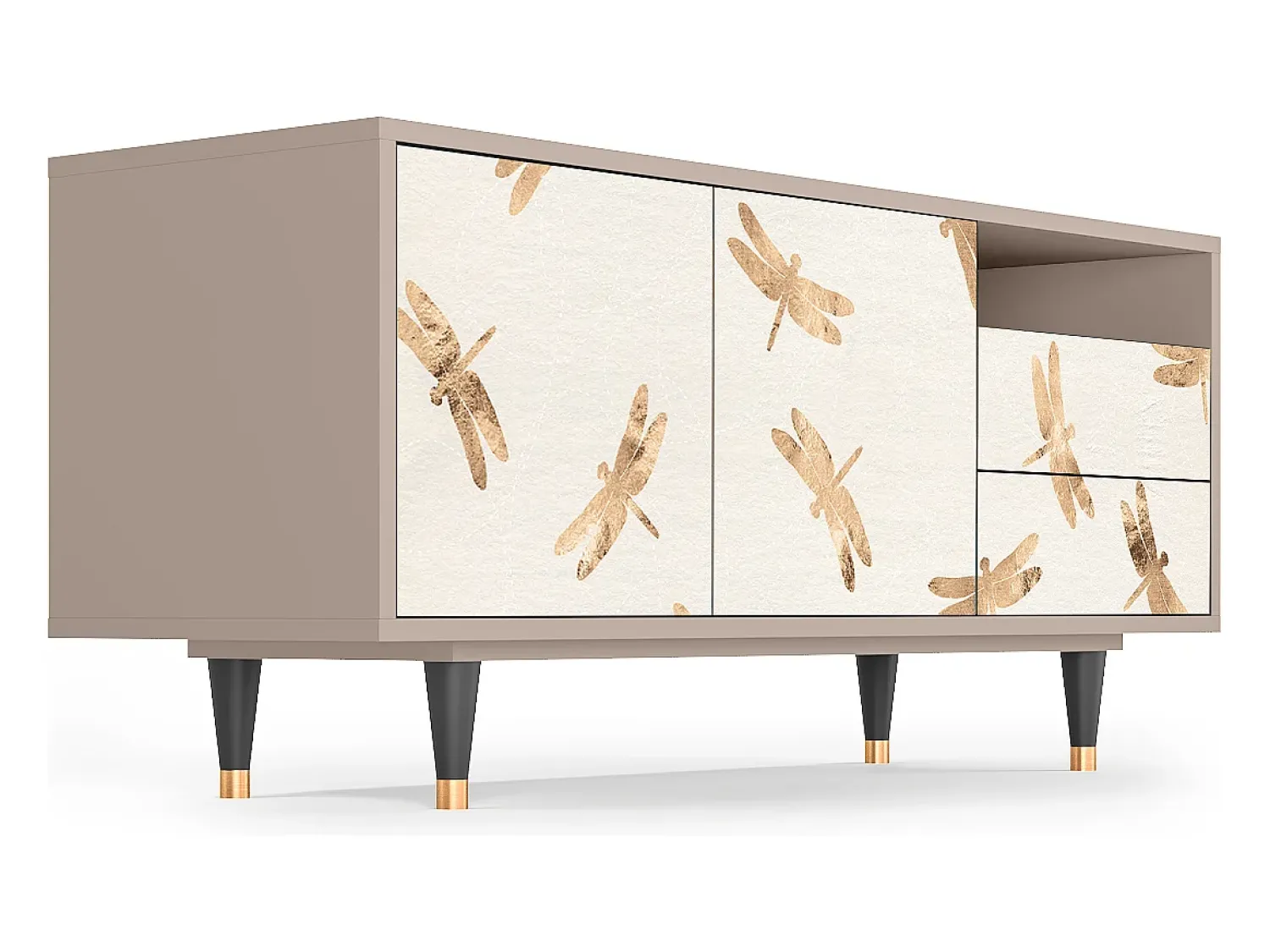 Móvel De Tv| Mueble de TV - 125х56х41 cm - T7 - Nude Dragonflies, Latte Bege