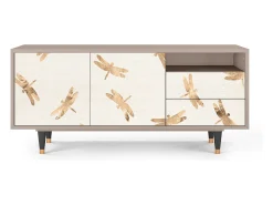 Móvel De Tv| Mueble de TV - 125х56х41 cm - T7 - Nude Dragonflies, Latte Bege