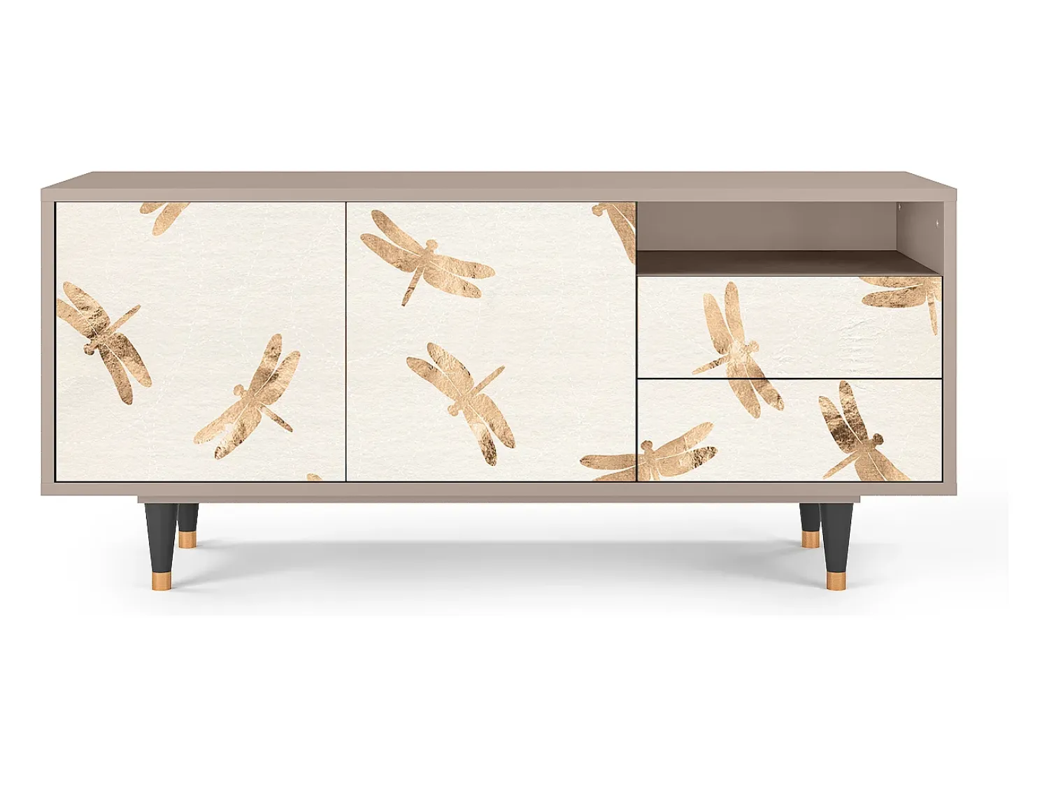Móvel De Tv| Mueble de TV - 125х56х41 cm - T7 - Nude Dragonflies, Latte Bege