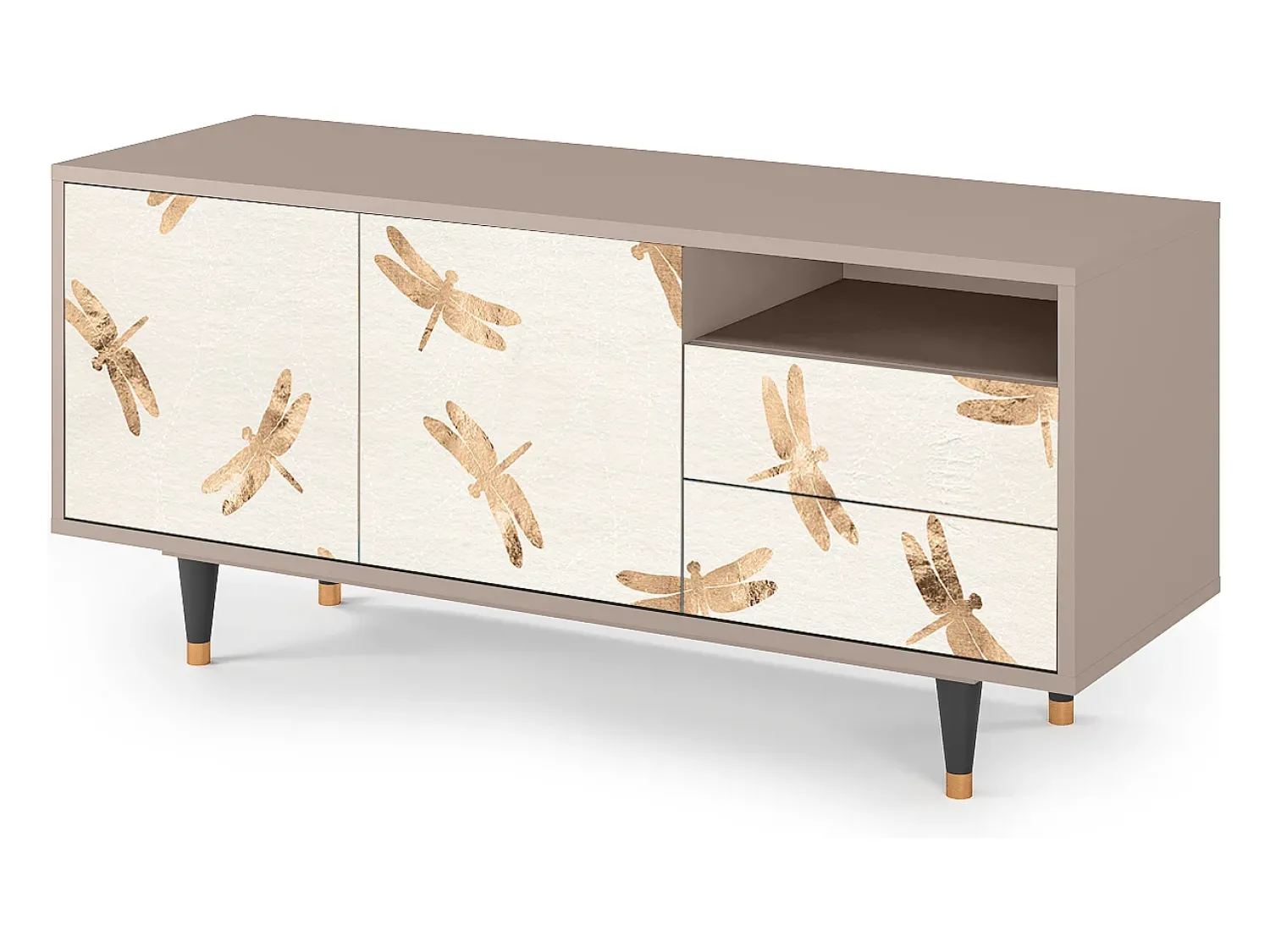 Móvel De Tv| Mueble de TV - 125х56х41 cm - T7 - Nude Dragonflies, Latte Bege