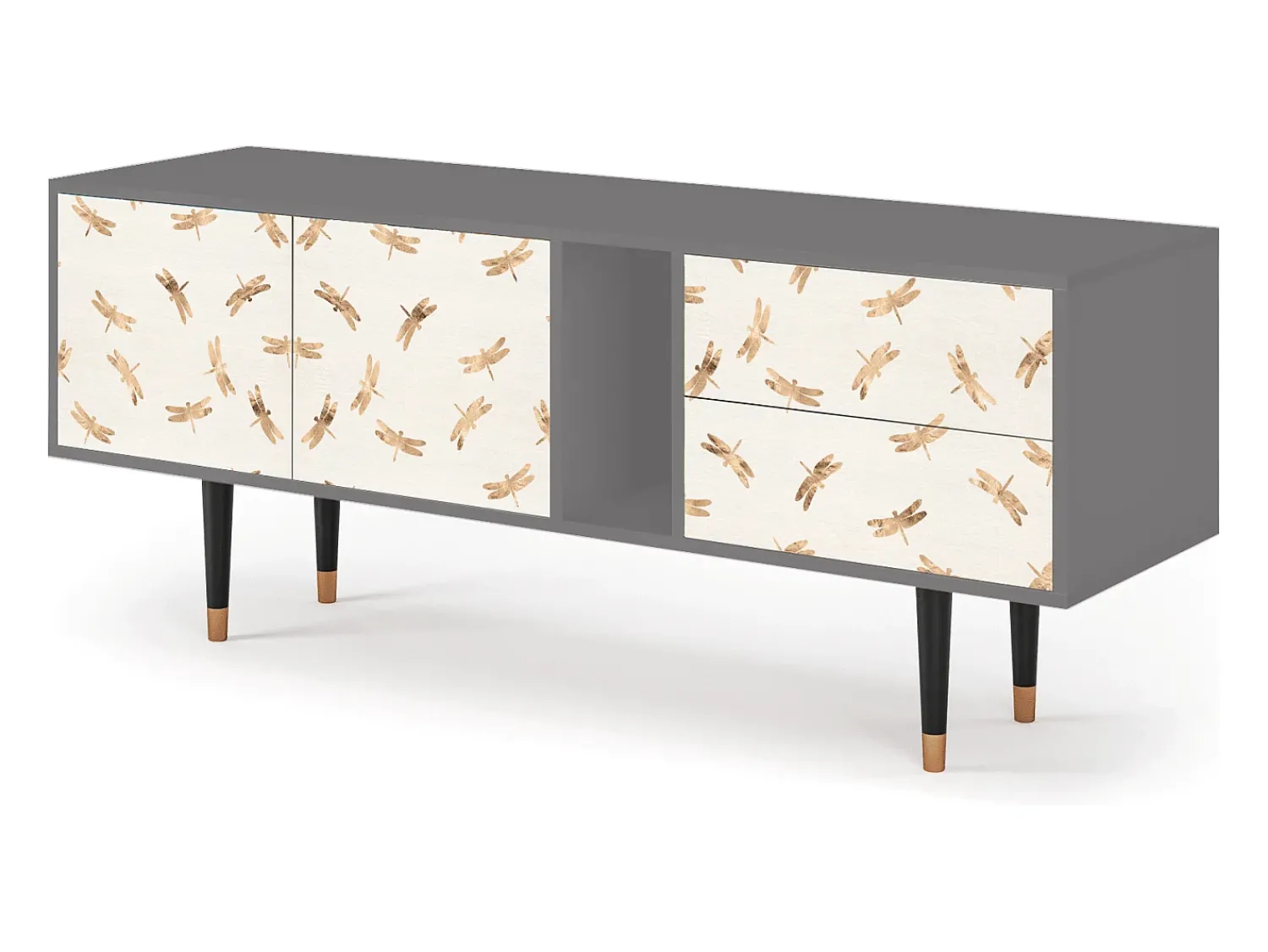 Best Mueble de TV - 170х69х48 cm - T1 - Nude Dragonflies, Cinza Cinzento