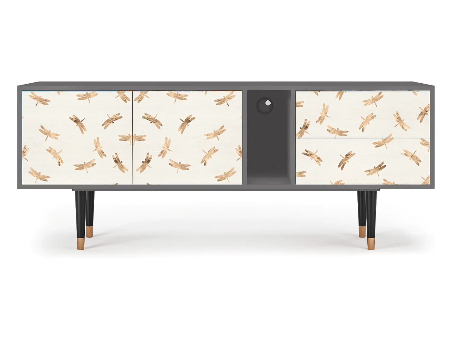 Best Mueble de TV - 170х69х48 cm - T1 - Nude Dragonflies, Cinza Cinzento