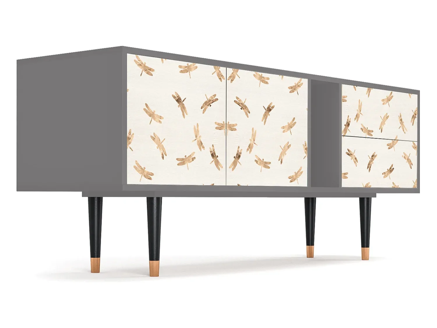 Best Mueble de TV - 170х69х48 cm - T1 - Nude Dragonflies, Cinza Cinzento