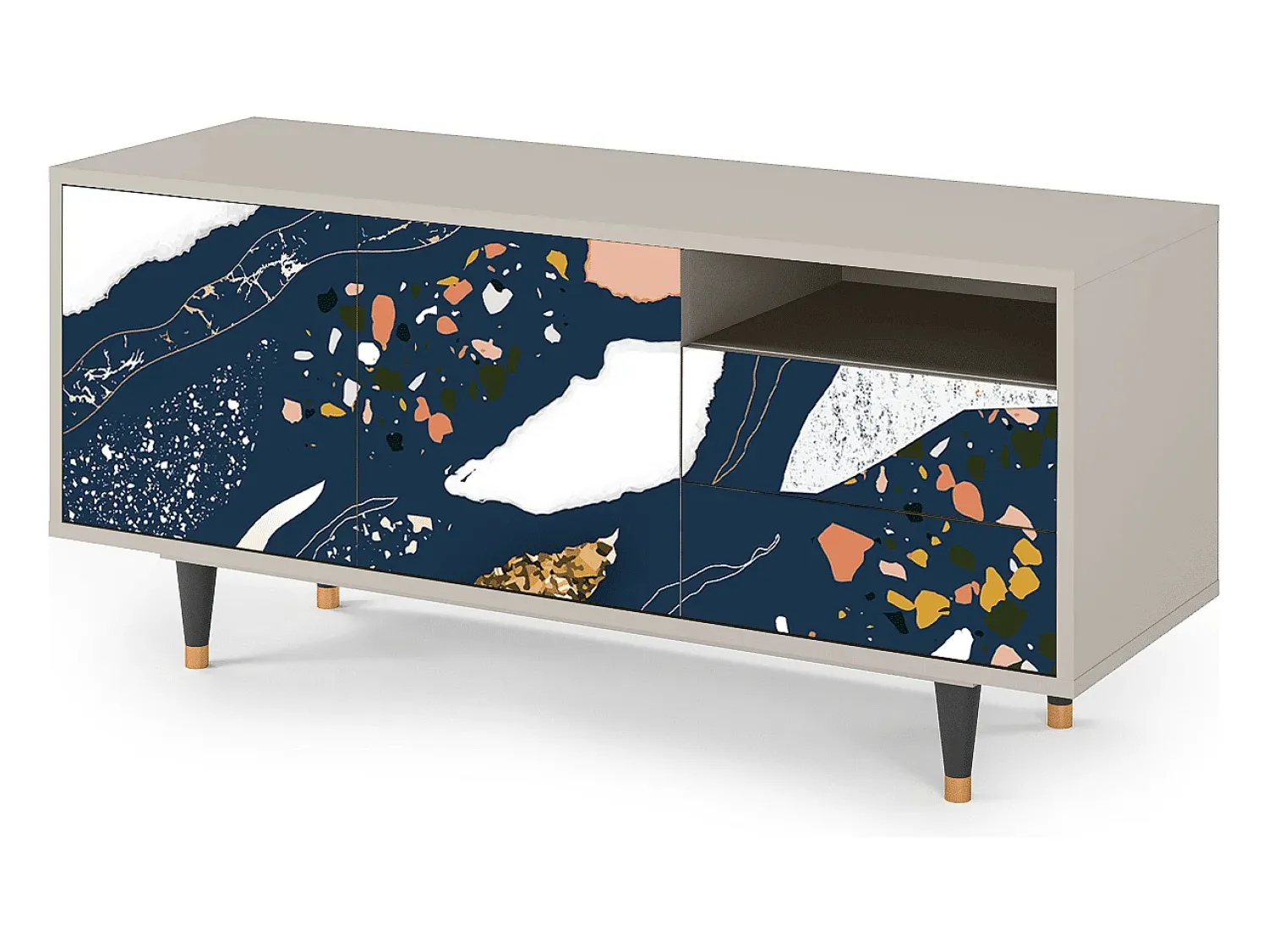 Online Mueble de TV - 125х56х41 cm - T7 - Nude Iceberg, Areia Bege